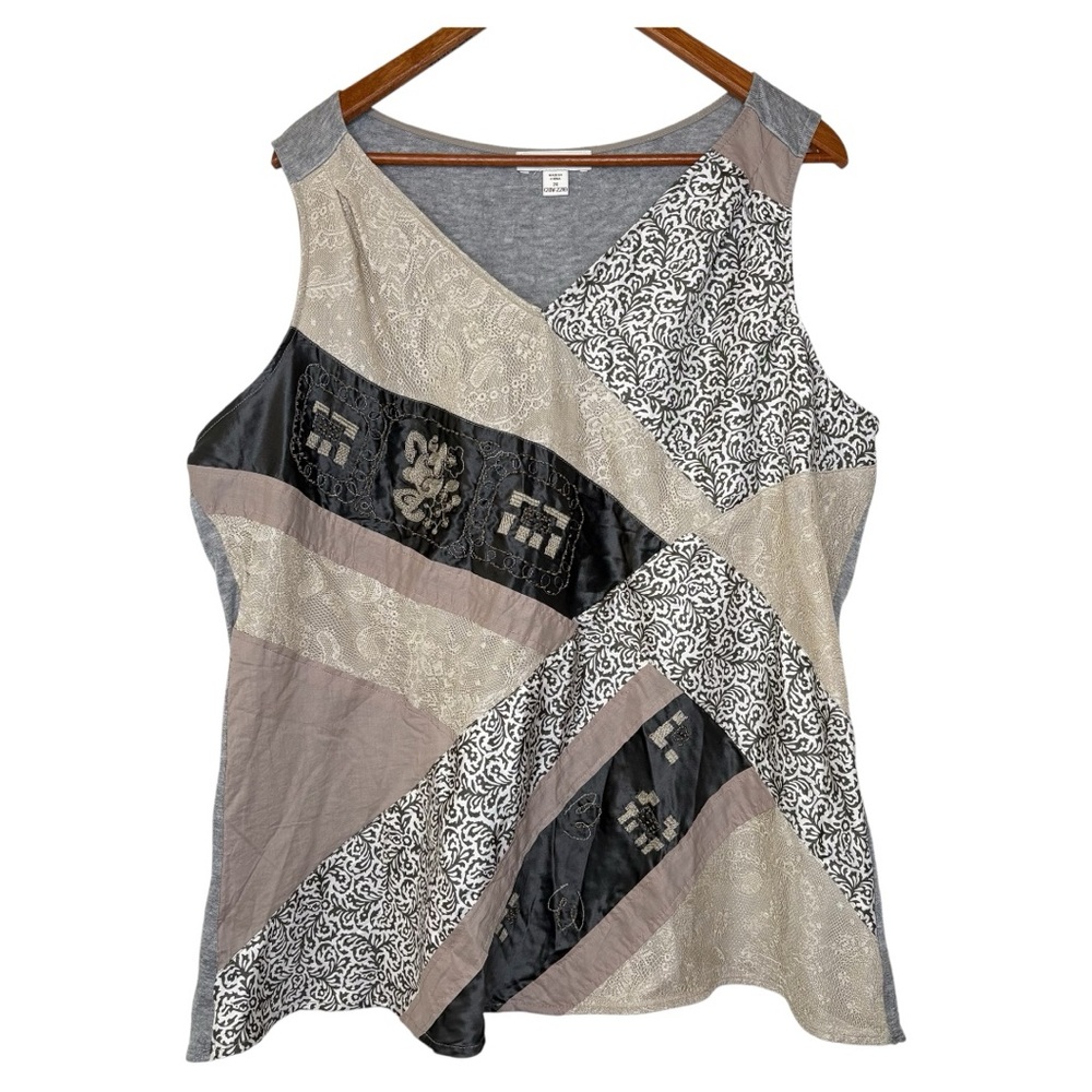 Coldwater Creek Patchwork Sleeveless Top sz 2X